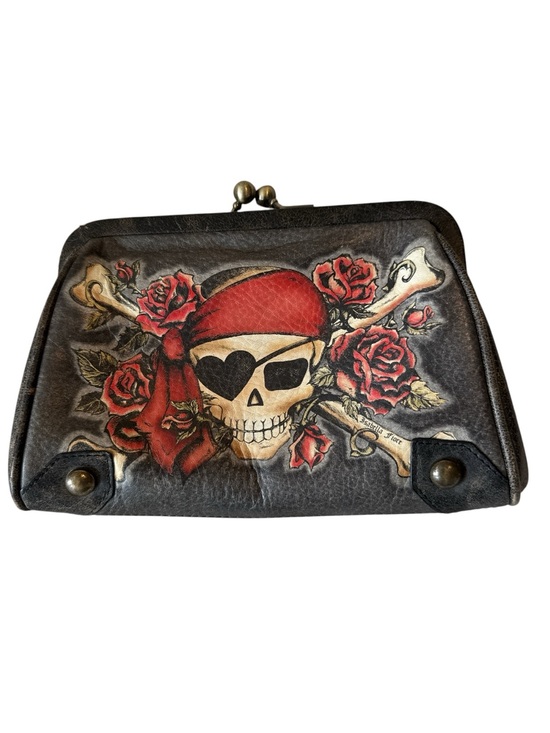 Isabella Fiore Handbags - Isabella Fiore Vintage Y2K Skull and Roses Leather‎ Crossbody Bag